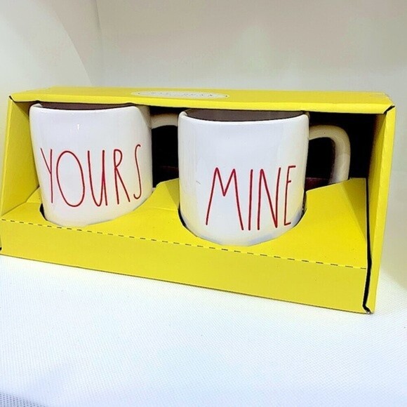 Rae Dunn Mine & Yours in Red Font Mug Set‎ - Picture 3 of 4